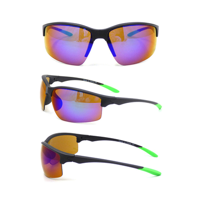 UV400 Protection Half Frame Cycling Sports Sunglasses Mirrored Anti Scratch