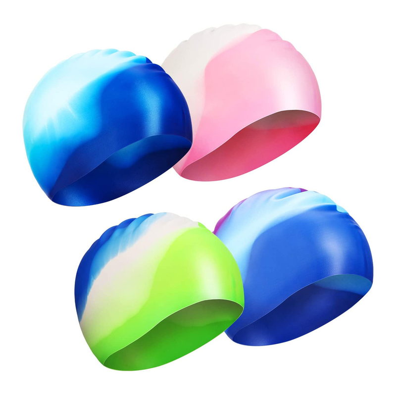 Non Slip Gradient 100% Silicone Swimming Cap Waterproof